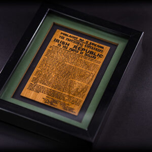 Irish proclamation in hand crafted Irish Oak in mounted framed picture frame