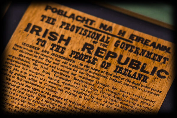 Irish proclamation in hand crafted Irish Oak in mounted framed picture frame