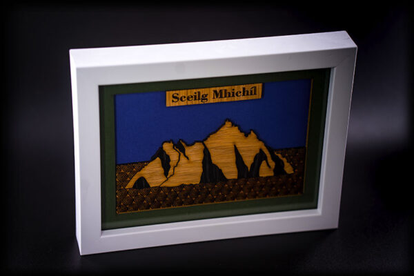 Sceilg Mhichíl in hand crafted Irish Oak in mounted picture frame